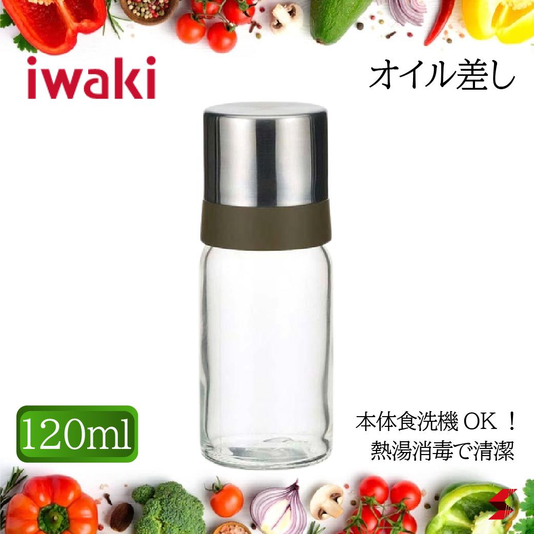 イワキ iwaki オイル差し120ml 油保管　オイル オイルポット シンプル 上品 デザイン　液だれ 防止 便利 調味料容器 清潔 熱湯消毒OK 食洗機対応 耐熱ガラス 変色少ない 匂い移り 少ない 【4905284107239】のサムネイル
