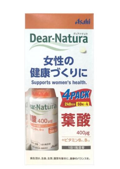 ディアナチュラ 葉酸 400μg 60 粒 x 4 本 Dear-Natura Folic Acid 400μg 60 Count x 4 Bottles