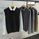 【GW限定15%OFFクーポン有】セーター メンズ 秋冬 新作 折り襟 ニット トレンド カジュアル イケメン インナー
