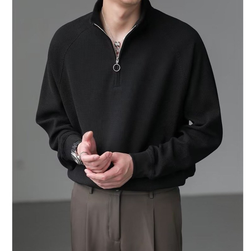 セーター メンズ 秋 新作 ハーフジップ 立ち襟 プルオーバー カジュアル アウター