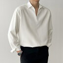 【GW限定15%OFFクーポン有】シャツ Vネック 長袖 メンズ トレンド シルク 秋 ゆったり インナー