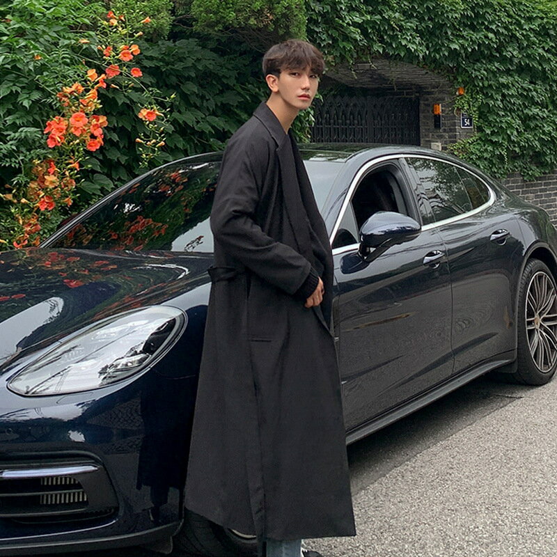 【最大2000円まとめクーポン利用可】トレンチコート メンズ 秋 ミディアムロング ワイド トレンド カジュアル