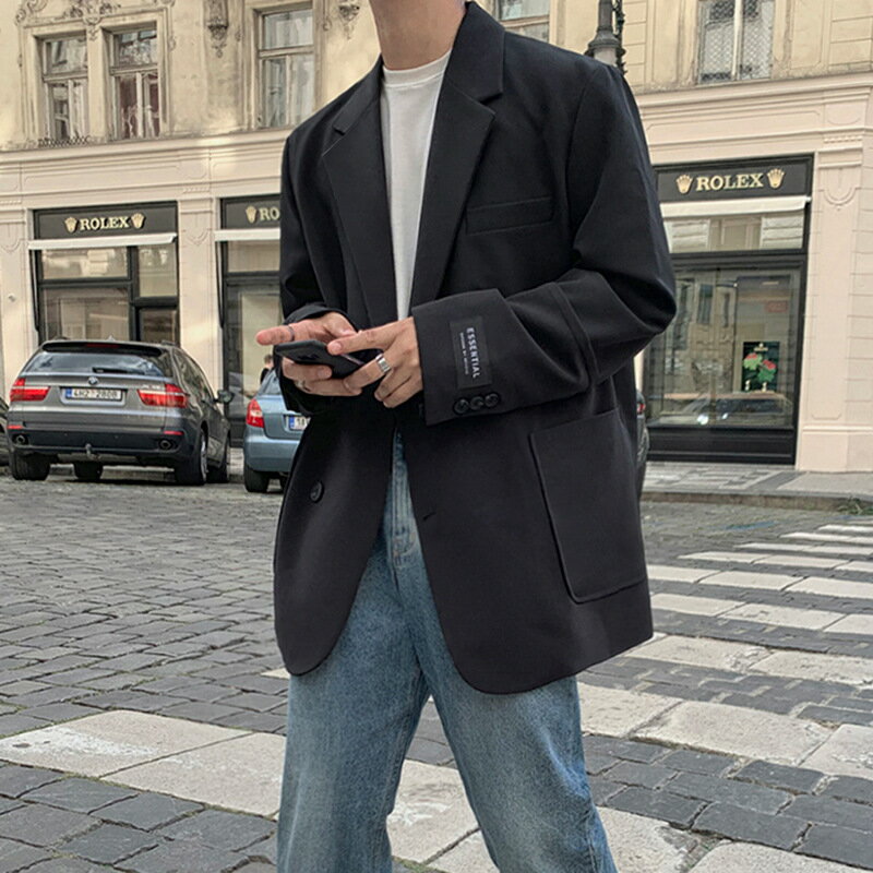 【まとめクーポン2000円最大利用可能】スーツジャケット メンズ 秋 カジュアル ワイドシルエット シンプル スタイリッシュ