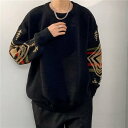 【GW限定15%OFFクーポン有】セーター メンズ 秋冬 厚手 レトロ エスニック風 ラウンドネック インナー ニット