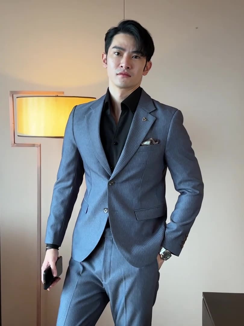 【GW限定15%OFFクーポン有】スーツ 二点セット 花婿 タキシード ビジネス 結婚式 スリム ストライプ