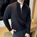 【GW限定15%OFFクーポン有】セーター 秋冬 高級感 半高ネック ジップ プルオーバー ビジネス カジュアル