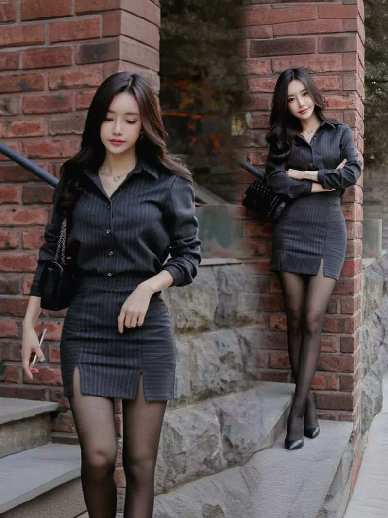 【全品P10倍アップ！マラソン限定】セットアップ ストライプ 長袖 シャツ スリム タイトスカート 春 新作 気質