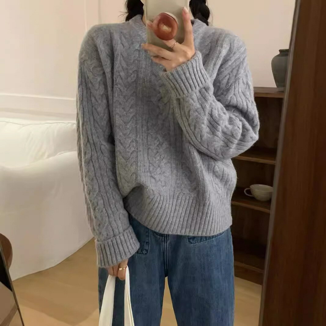【まとめクーポン沢山！】セーター 新作 秋冬 丸首 レディース ゆったり カジュアル ヴィンテージ ニット 合わせやすい トップス
