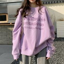【最大15%OFFお買い物マラソン限定】スウェット ジャケット ブラウス 裏起毛 ルーズ カジュアル レディース 秋冬 ヴィンテージ クルーネック ロングスリーブ トップス