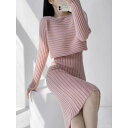 【GW限定15%OFFクーポン有】ニット ワンピース セット 秋冬 トレンド感 レディース ルーズ フィット 2点セット レトロ デザイン おしゃれ 伸縮性 暖...