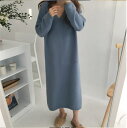 【GW限定15%OFFクーポン有】ニットワンピース 韓国 シック レディース Vネック 大きいサイズ 秋冬 無地 ルーズ 柔らかい カジュアル