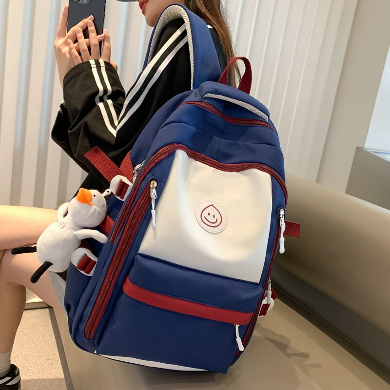 【月末セール10％OFF】学生用 双肩バッグ 韓国風 派手な カラーブロック 日本風 キャンパス 在学中 お洒落 大容量 人気 ポッケト 耐久性 使いやすい 旅行 用 ノートパソコン 書類 整理しやすい スタイリッシュ デザイン バッグ