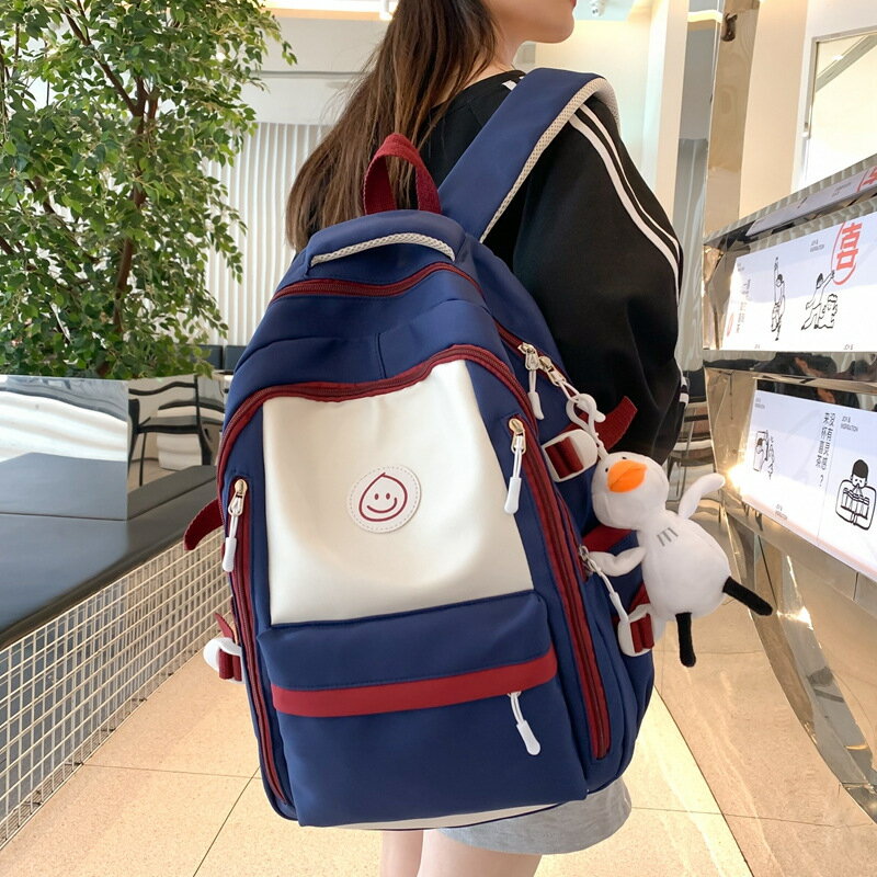 【月末セール10％OFF】学生用 双肩バッグ 韓国風 派手な カラーブロック 日本風 キャンパス 在学中 お洒落 大容量 人気 ポッケト 耐久性 使いやすい 旅行 用 ノートパソコン 書類 整理しやすい スタイリッシュ デザイン バッグ