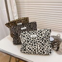 【最大17%OFFお買い物マラソン限定】化粧ポーチ レトロ ヒョウ柄 おしゃれ 帆布素材 収納力 人気 ポッケト 耐久性 使いやすい マルチユース 小型 かわい...