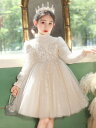 【GW限定15%OFFクーポン有】子供用 ドレス 毛衣 長袖 秋冬 誕生日 ステージ 出演 プリンセス スカート フラワーガール おしゃれ