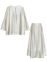 【最大2000円OFFクーポン有】セットアップ 女装 新中式 国風 かわいい 丸首 シャツ レディース プリーツ スカート 2点セット