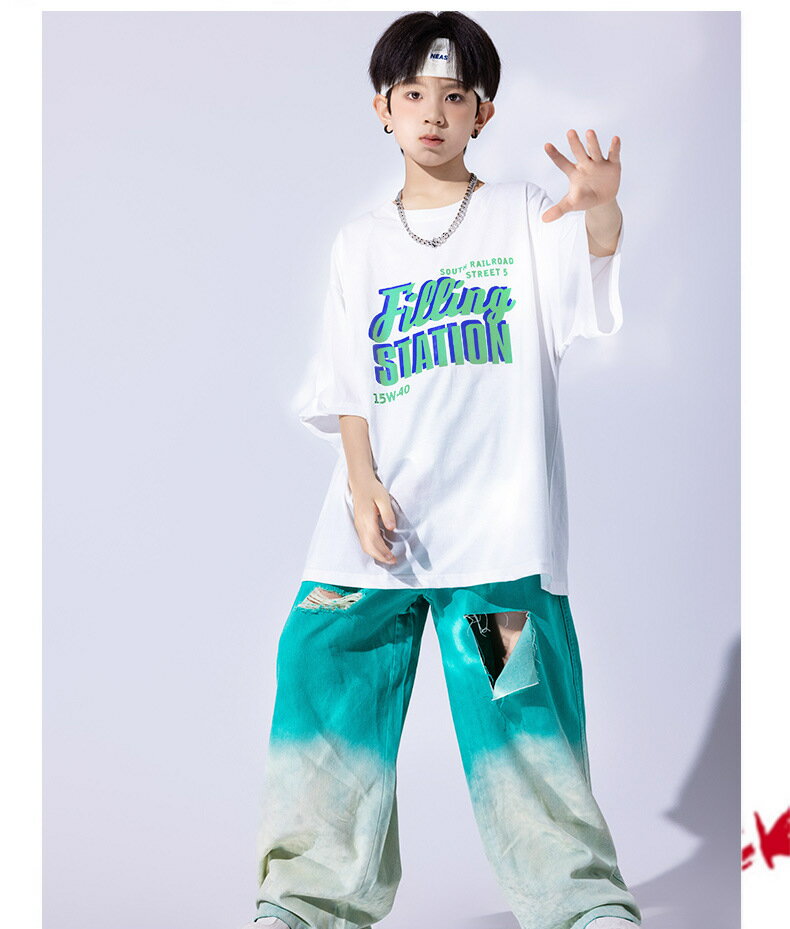 【GW限定15％OFFクーポン有】キッズ ストリートダンス服 子供 ジャズダンス 衣装 バンド Tシャツ ズボン セットアップ さらっと かっこいい