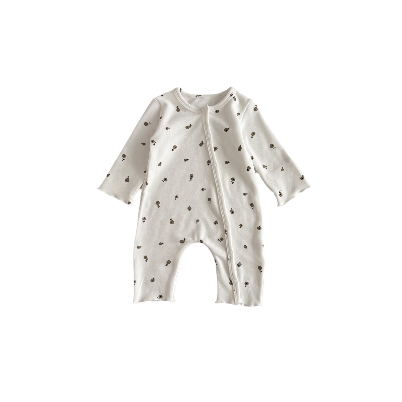 【最大2000円まとめクーポン利用可】ベビー 連体衣 春 秋 斜めボタン プリント 男女兼用 カバーオール 長袖 ハーネス 寝間着