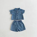 【GW限定15%OFFクーポン有】子供服 2点セット 夏用 短袖 シャツ 短パン デニム 男の子 お出かけ用 カジュアル