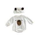 【最大2000円OFFクーポン有】ベビーウェア 秋用 カワイイ 小熊柄 長袖 カバーオール ベビー服 帽子付き