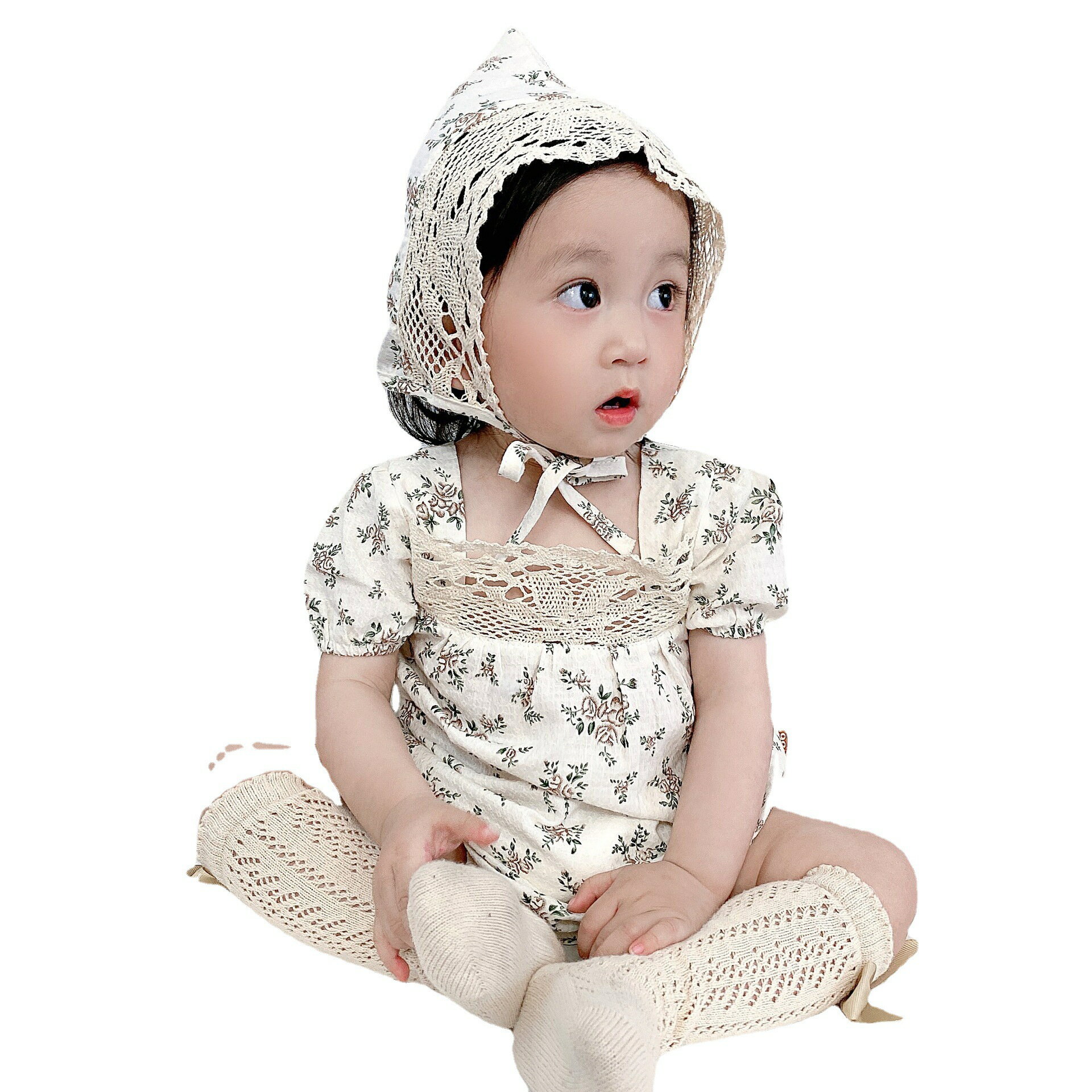 【GW限定15％OFFクーポン有】女の子 用 ベビー フラワー オールインワン 夏 薄手 女の子 用 ベビー服 かわいい パジャマ ルームウェア