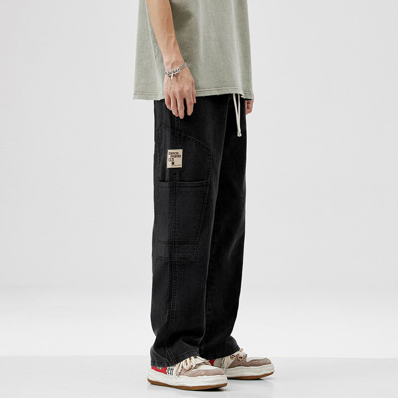 【最大2000円まとめクーポン利用可】ストリートファッション 男性用 カジュアルパンツ 春夏 コットン ワークパンツ ビッグポケット 直筒型