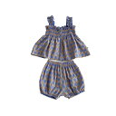 子供服 夏用 トップス セットアップ ノースリーブ チェック柄 半ズボン 0-2歳 向け 女の子