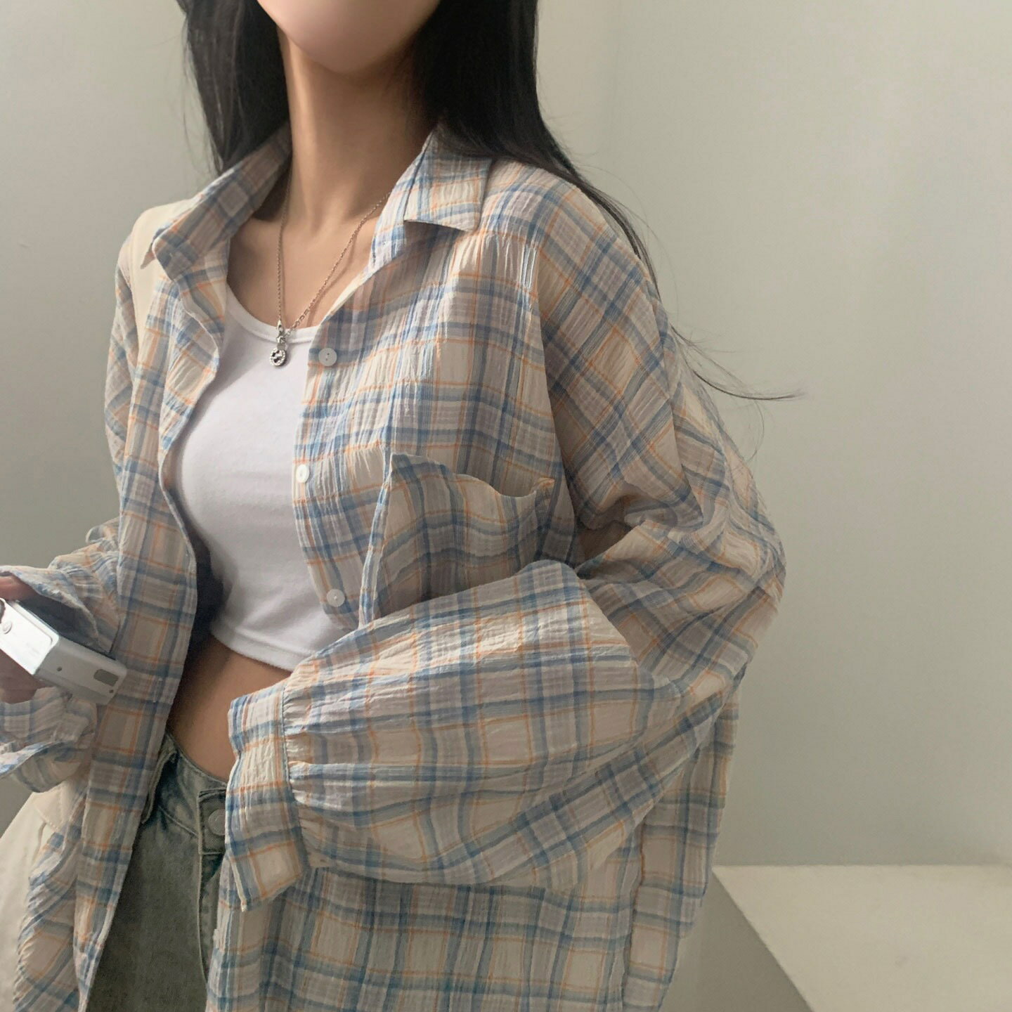 【最大2000円OFFクーポン有】カジュアルシャツ 秋冬 男性用 ゆったり 格子柄 長袖 ファッション トレンド ルーズフィット