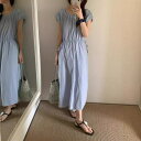 【GW限定15%OFFクーポン有】ドレス 半袖 ニット ブラック 甘い ストレッチ 引き締め 中長丈 レディース 夏季 新作