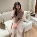 【GW限定15%OFFクーポン有】秋季 ドレス ピンタック 襟 デザイン スリーブ シルエット フィット感 長袖 体型カバー