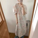 【GW限定15%OFFクーポン有】リゾート ワンピース Vネック リラックスデザイン フラワー柄 ゆったり パフスリーブ