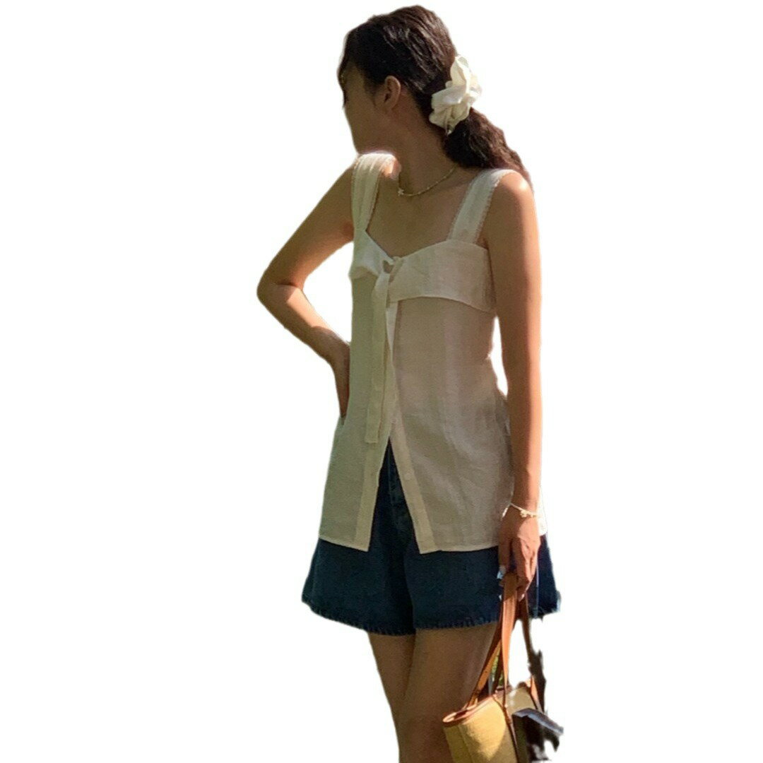 【まとめクーポン2000円最大利用可能】レディース トップス 吊りバンド ベスト 夏 脱毛感 フランス レース 花柄 切替 乙女 無袖 おしゃれ さわやか