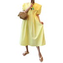 【GW限定15%OFFクーポン有】ワンピース 夏 新作 花柄 フリル ネイビー ルーズ ドール スタイル 女性用 ファッション
