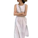 【GW限定15%OFFクーポン有】ワンピース ノースリーブ バックシングルボタン デザイン性あり 小 清新 シンプル 合わせやすい 夏用 レディース