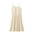 【最大2000円まとめクーポン利用可】夏季 パジャマ 女の子用 純綿 ダブルレイヤー シフォン 水玉 キャミソール スリープドレス 薄手 胸パッド付き 簡約 快適 ロングスリーブ カジュアル ナイトウェア(4)
