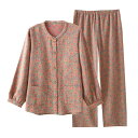 【最大2000円まとめクーポン利用可】パジャマ 春夏 レディース 綿100% ダブルガーゼ ナイトウェア ビンテージ 小花柄 長袖 ルームウェア 寝巻き カジュアル おしゃれ 通気性 良好 家着 セットアップ(4)