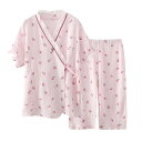 和服系 ルームウエア 夏用 レディース 短袖 七分丈 パジャマ コットン 薄手 サマーウェア リラックスウェア かわいい お家着 涼しい