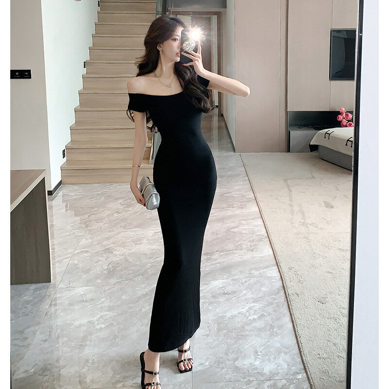 【最大2000円OFFクーポン有】ワンピース 夏 オフショルダー レディース セクシー 弾力 スリム ブラック パーティー体型カバー 体型補正 伸縮性