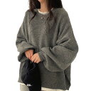 【GW限定15%OFFクーポン有】ニット セーター レディース 秋冬 カジュアル コージー ラウンドネック ワイドスリーブ シンプル 着心地良い