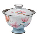 【GW限定15%OFFクーポン有】茶碗 手描き 玉蘭デザイン 二才蓋碗 高脚仕様 レディース用 高級 功夫茶具