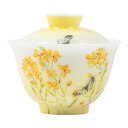 茶碗 手描き 蝶恋花デザイン 氷種玉磁製 三才蓋碗 レディース用 高級 功夫茶具