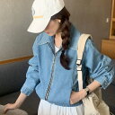 【最大17%OFFお買い物マラソン限定】デニムジャケット 女 結ぶ ストリートファッション カジュアル ラウンドネック ポロ襟 アメリカン ヴィンテージ