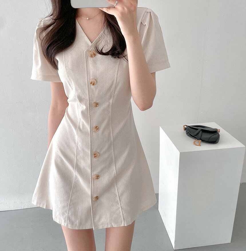 【GW限定15%OFFクーポン有】ワンピース 夏服 新作 フレンチ 小柄 かわいい ウエスト マーク シルエット 細見え