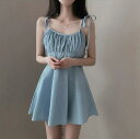 【GW限定15%OFFクーポン有】ワンピース 夏 夏服 フレンチ レディース 体型カバー Aライン ストラップドレス タイト ショルダー フィット