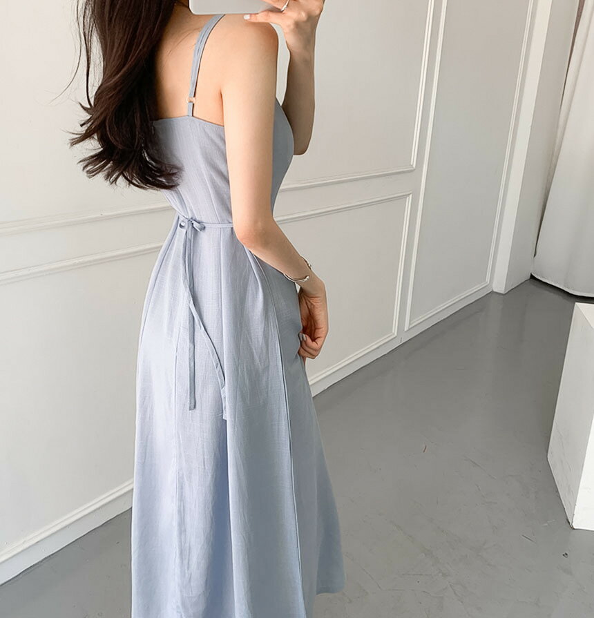 【最大15％OFFお買い物マラソン限定】ワンピース 盛夏 リラックス コットンリネン 細身 スリーブレス ドレープ