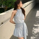 【GW限定15%OFFクーポン有】ドレス 夏 セクシー ノースリーブ バックオープン シック ウエストマーク 女性用