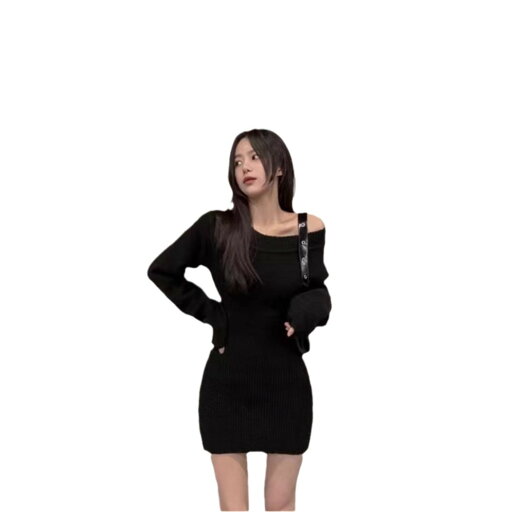 【最大2000円まとめクーポン利用可】秋冬 レディース ワンピース ニット タイトスカート ショートスカート 肩出し ドレス 【最大2000円まとめクーポン利用可】秋冬 レディース ワンピース ニット タイトスカート ショートスカート 肩出し ドレス