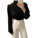 【GW限定15%OFFクーポン有】ニットベスト セットアップ レディース お洒落 高襟 秋 新作 長袖 セーター トップス