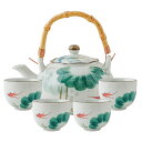 【GW限定15%OFFクーポン有】茶器セット 手描き 釉下彩 高温焼成 大容量 ティーポット 蓮葉 金魚モチーフ ティーカップ 家庭用