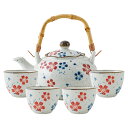 【最大2000円OFFクーポン有】茶器セット 手描き 桜モチーフ 釉下彩 高温焼成 提梁壺 大容量 ティーカップ 花茶対応